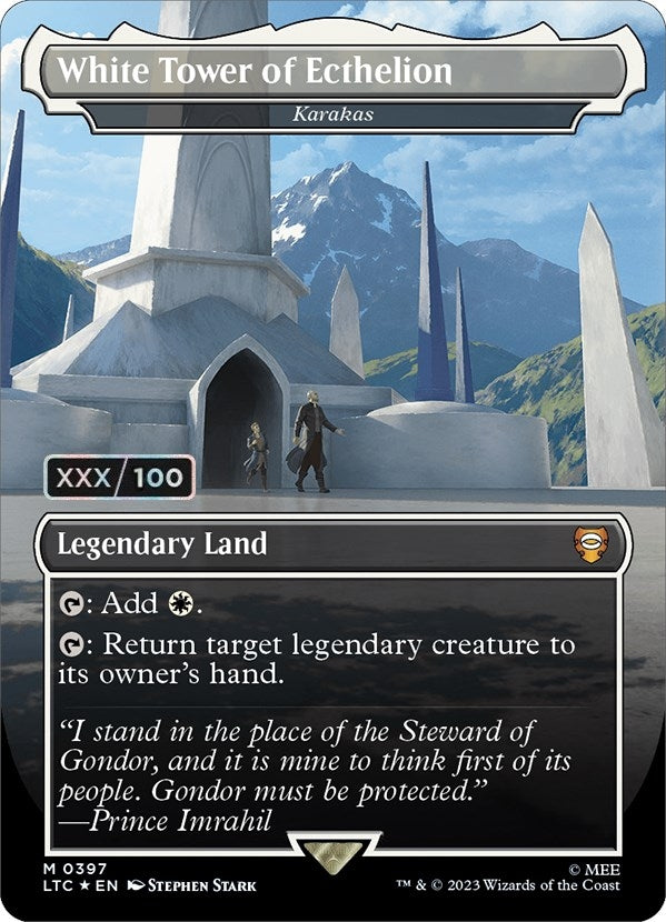 Image for White Tower of Ecthelion - Karakas (Borderless) (Serial Numbered) (397) (LTC) - Magic: The Gathering