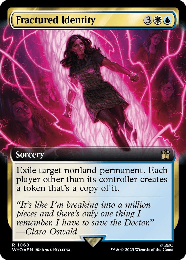 Image for Fractured Identity (Extended Art) (Surge Foil) (1068) (WHO) - Magic: The Gathering