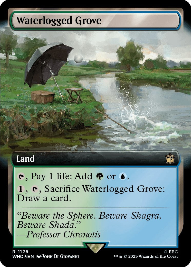 Image for Waterlogged Grove (Extended Art) (Surge Foil) (1125) (WHO) - Magic: The Gathering