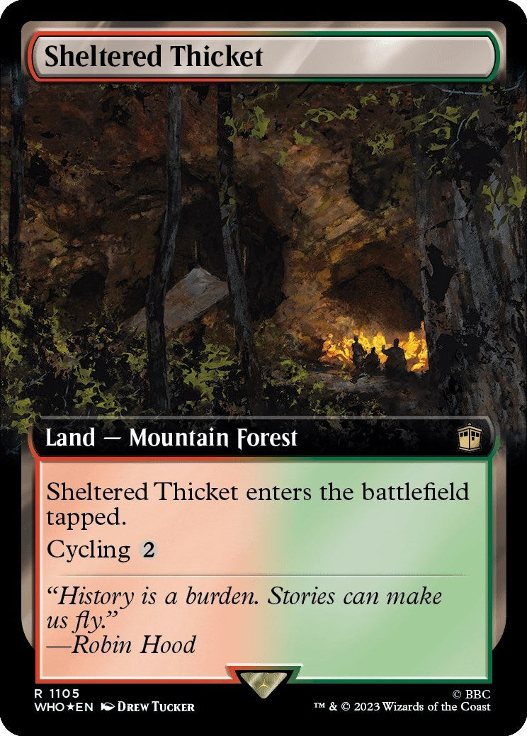 Image for Sheltered Thicket (Extended Art) (Surge Foil) (1105) (WHO) - Magic: The Gathering
