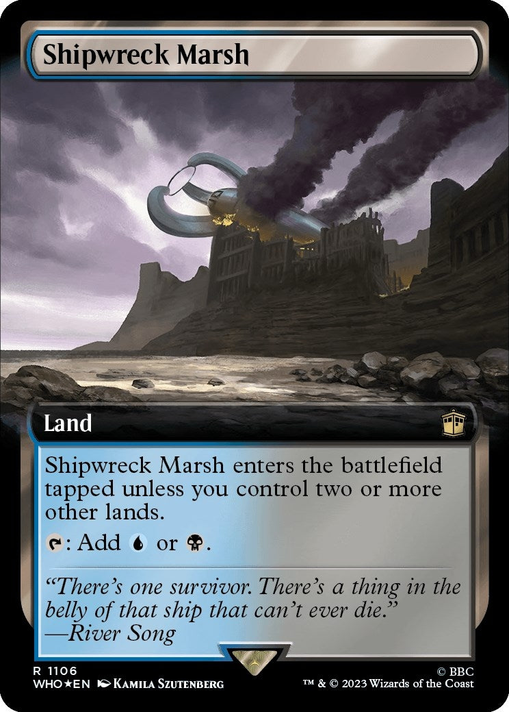Image for Shipwreck Marsh (Extended Art) (Surge Foil) (1106) (WHO) - Magic: The Gathering