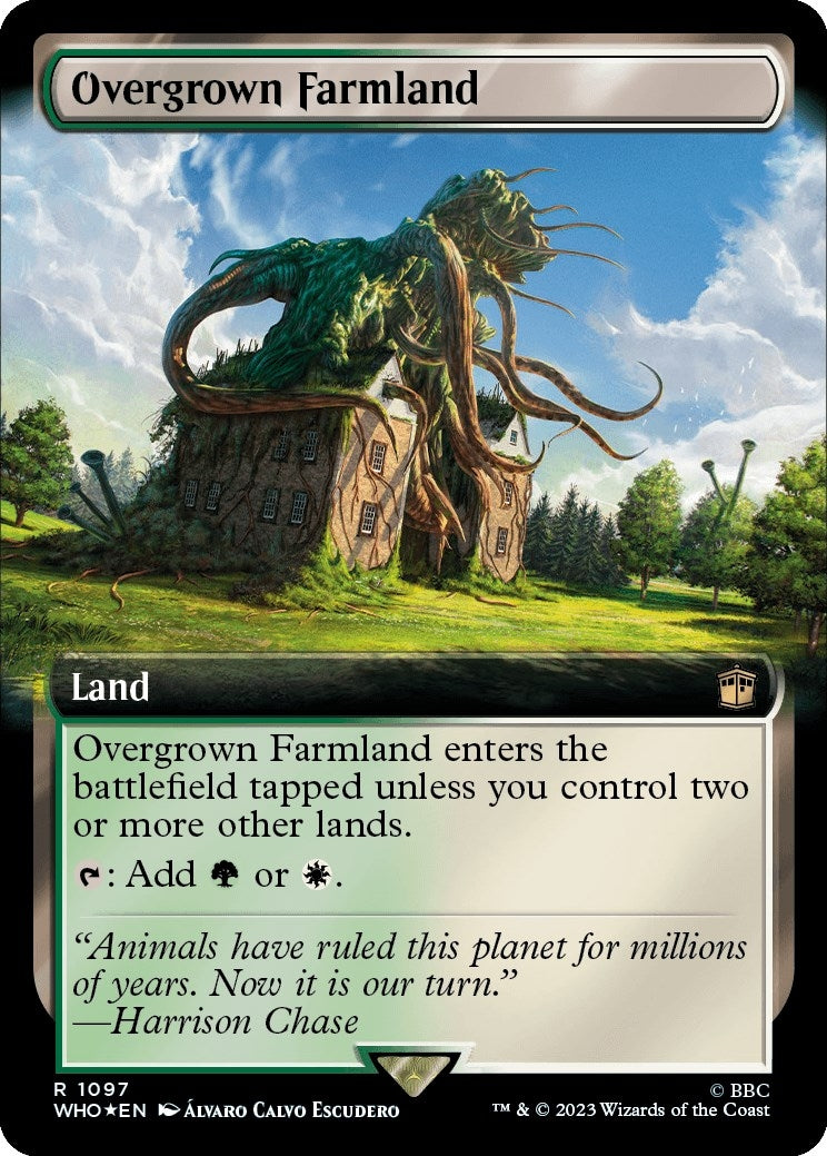 Image for Overgrown Farmland (Extended Art) (Surge Foil) (1097) (WHO) - Magic: The Gathering