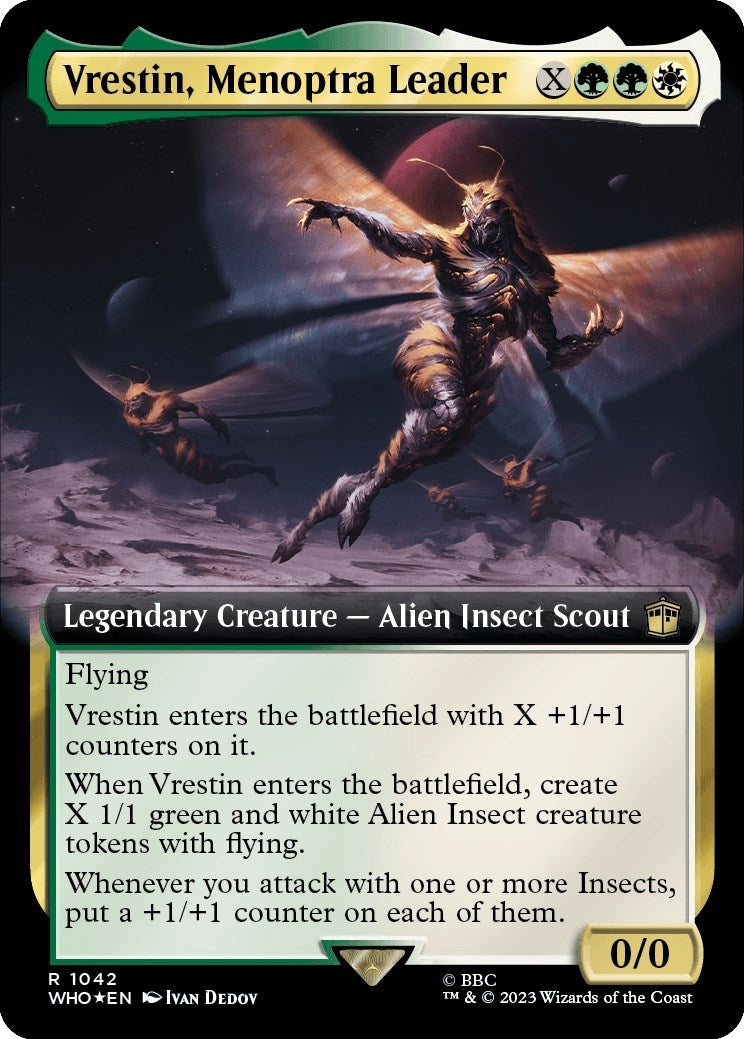Image for Vrestin, Menoptra Leader (Extended Art) (Surge Foil) (1042) (WHO) - Magic: The Gathering