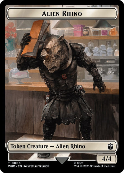 Alien Rhino // Alien Warrior Double-Sided Token (3 // 14) (WHO)