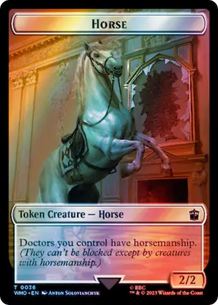 Image for Horse // Clue (0053) Double-Sided Token (Surge Foil) (36 // 53) (WHO) - Magic: The Gathering