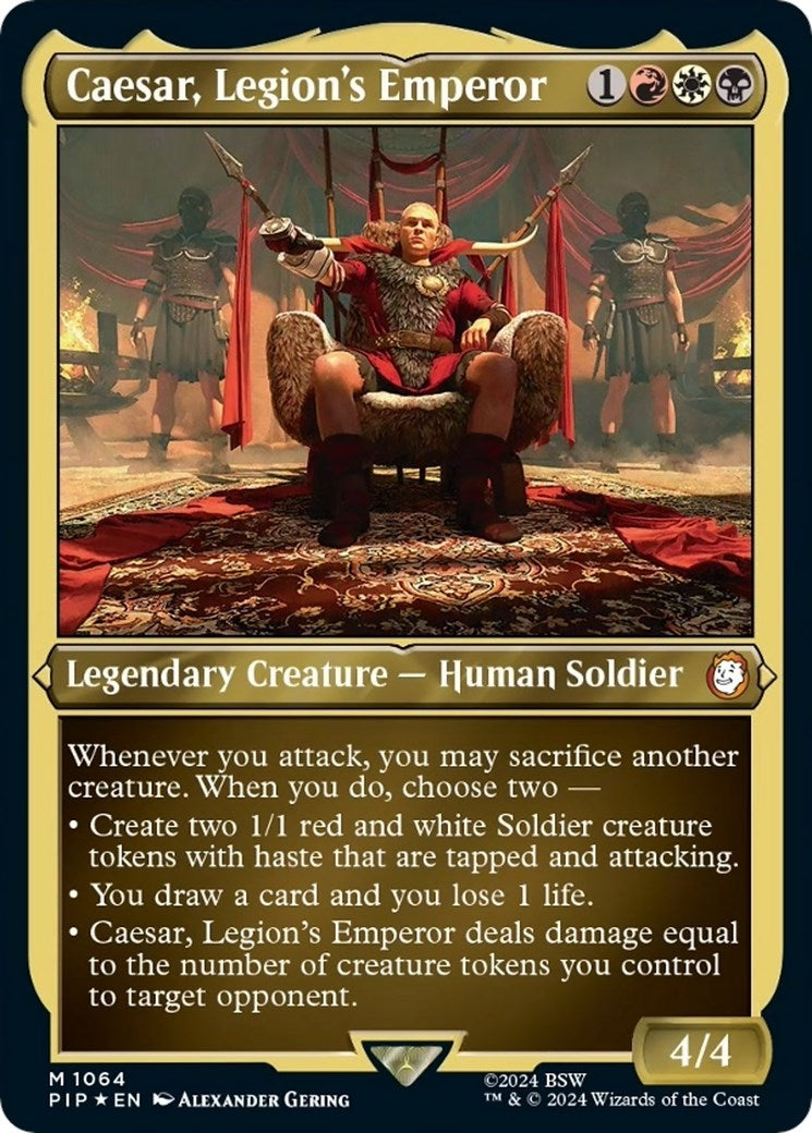 Image for Caesar, Legion's Emperor (Display Commander) - Thick Stock (1064) (PIP) - Magic: The Gathering