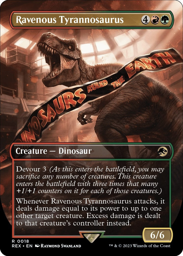 Image for Ravenous Tyrannosaurus (Borderless) (18) (REX) - Magic: The Gathering