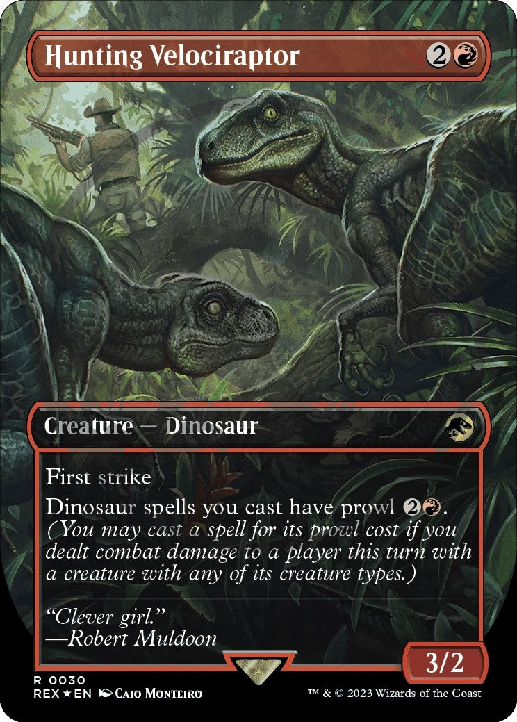 Image for Hunting Velociraptor (Borderless) (Emblem) (30) (REX) - Magic: The Gathering