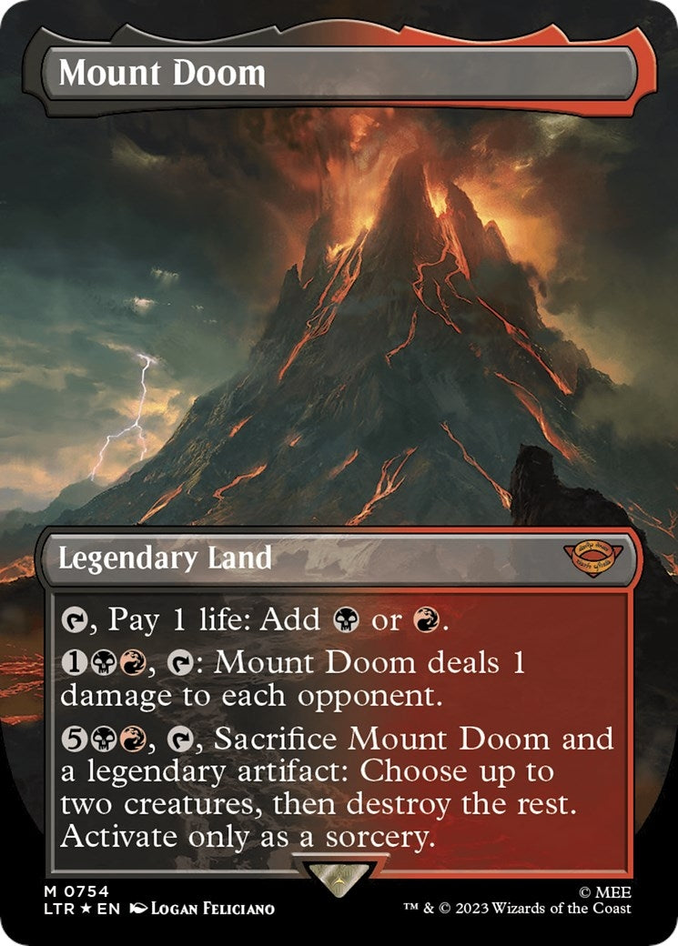 Image for Mount Doom (Borderless) (Surge Foil) (754) (LTR) - Magic: The Gathering