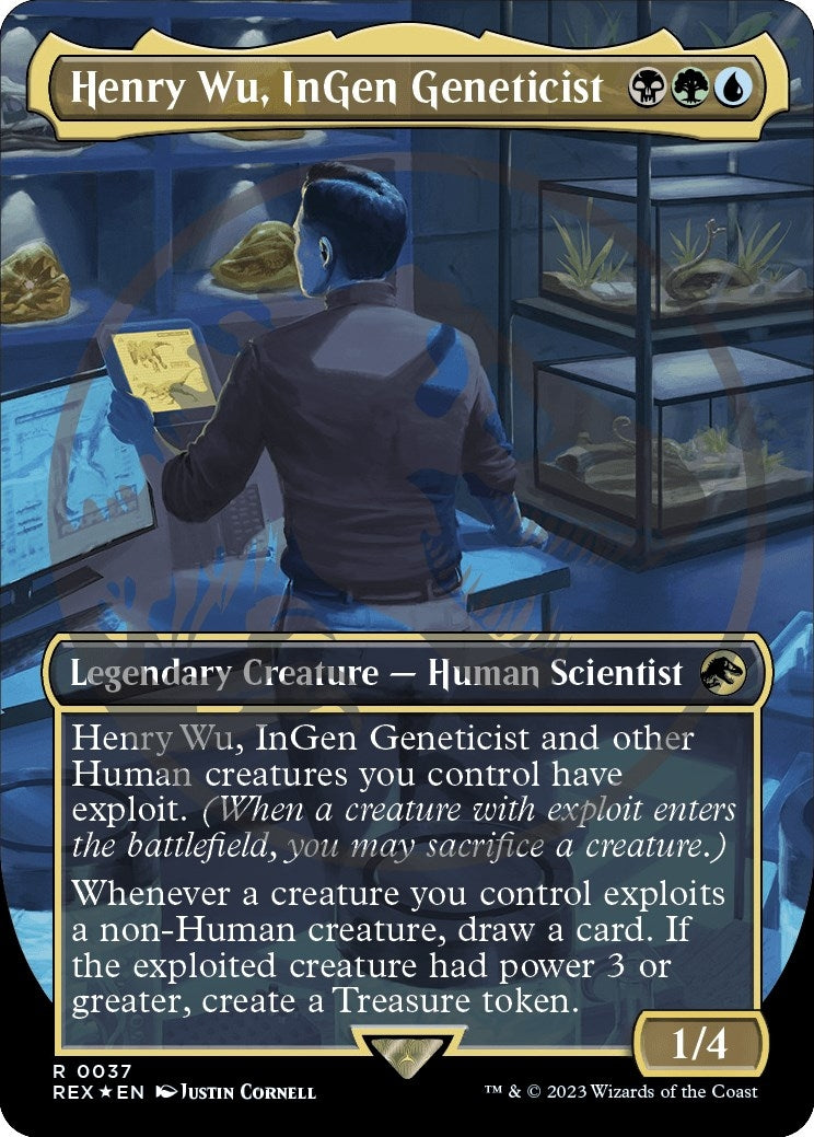 Image for Henry Wu, InGen Geneticist (Borderless) (Emblem) (37) (REX) - Magic: The Gathering