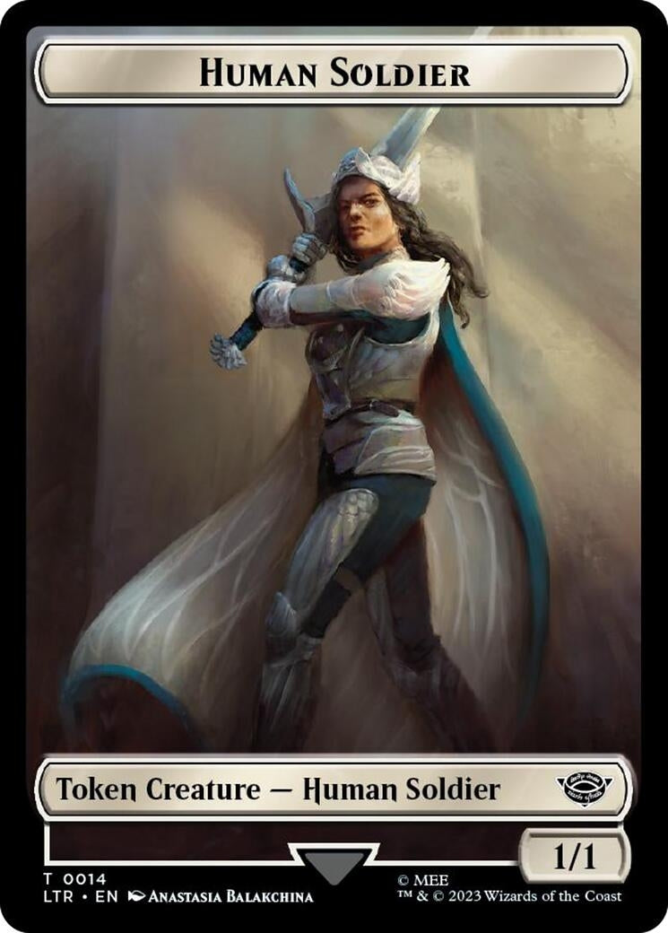Image for Human Soldier (0014) // Food (0022) Double-Sided Token (Surge Foil) (14 // 22) (LTR) - Magic: The Gathering