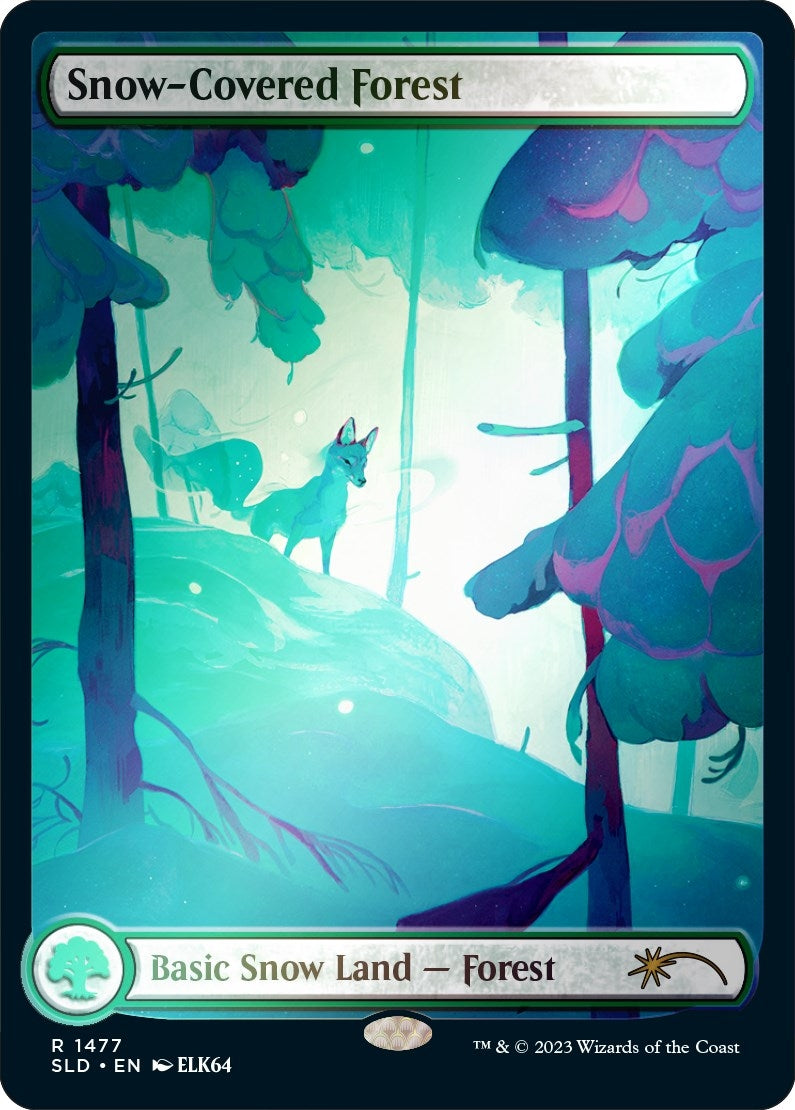 Image for Snow-Covered Forest (1477) (Rainbow Foil) (1477) (SLD) - Magic: The Gathering