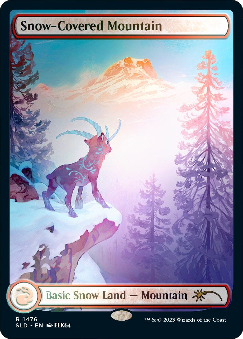 Image for Snow-Covered Mountain (1476) (Rainbow Foil) (1476) (SLD) - Magic: The Gathering