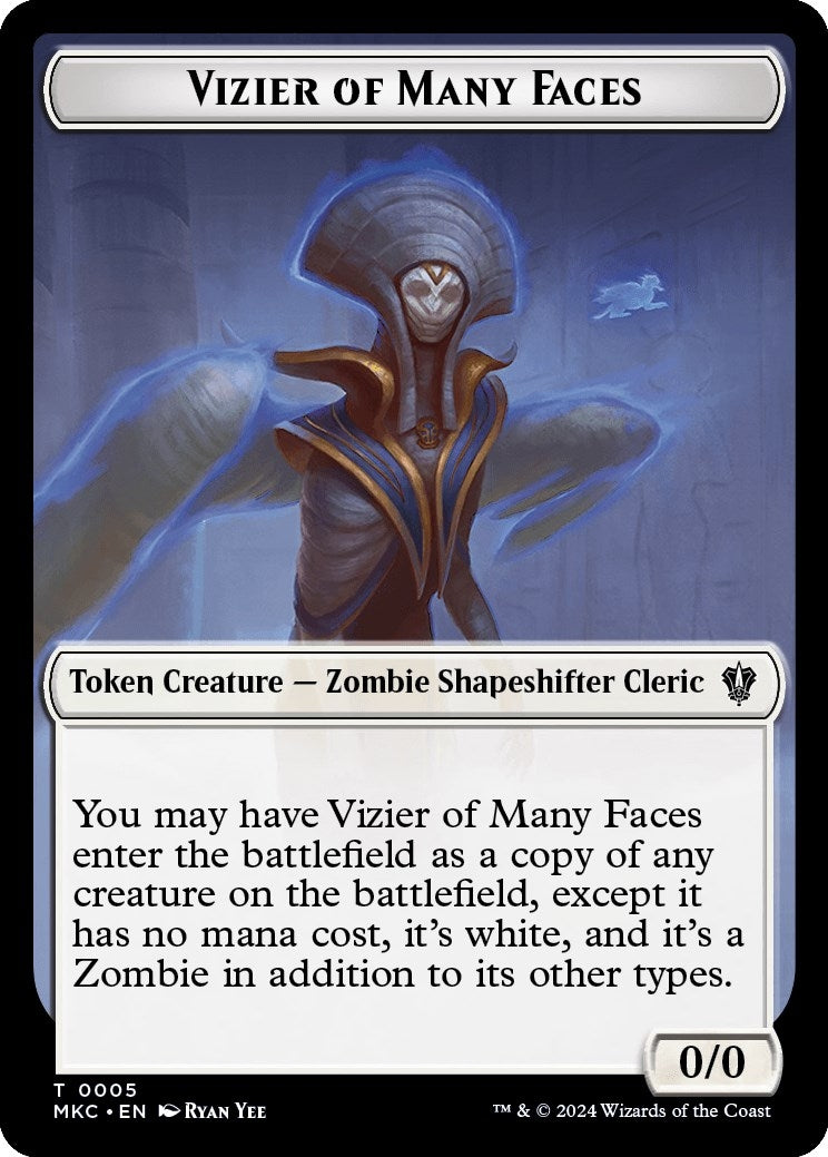 Image for Vizier of Many Faces // Zombie Double-Sided Token (5 // 11) (MKC) - Magic: The Gathering