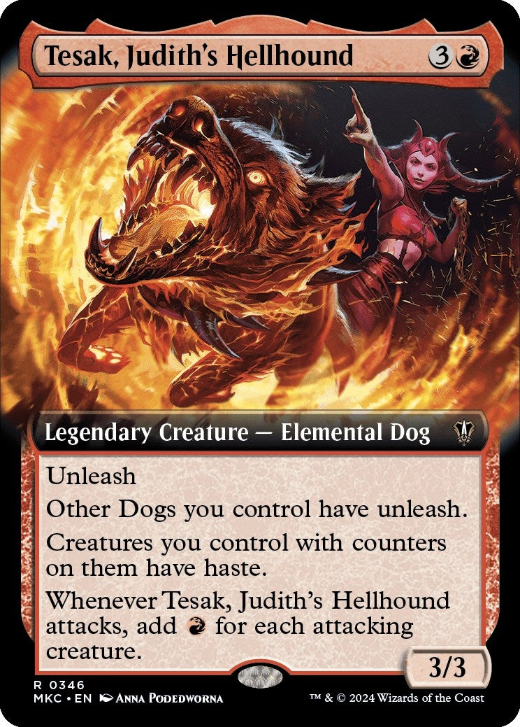 Image for Tesak, Judith's Hellhound (Extended Art) (346) (MKC) - Magic: The Gathering