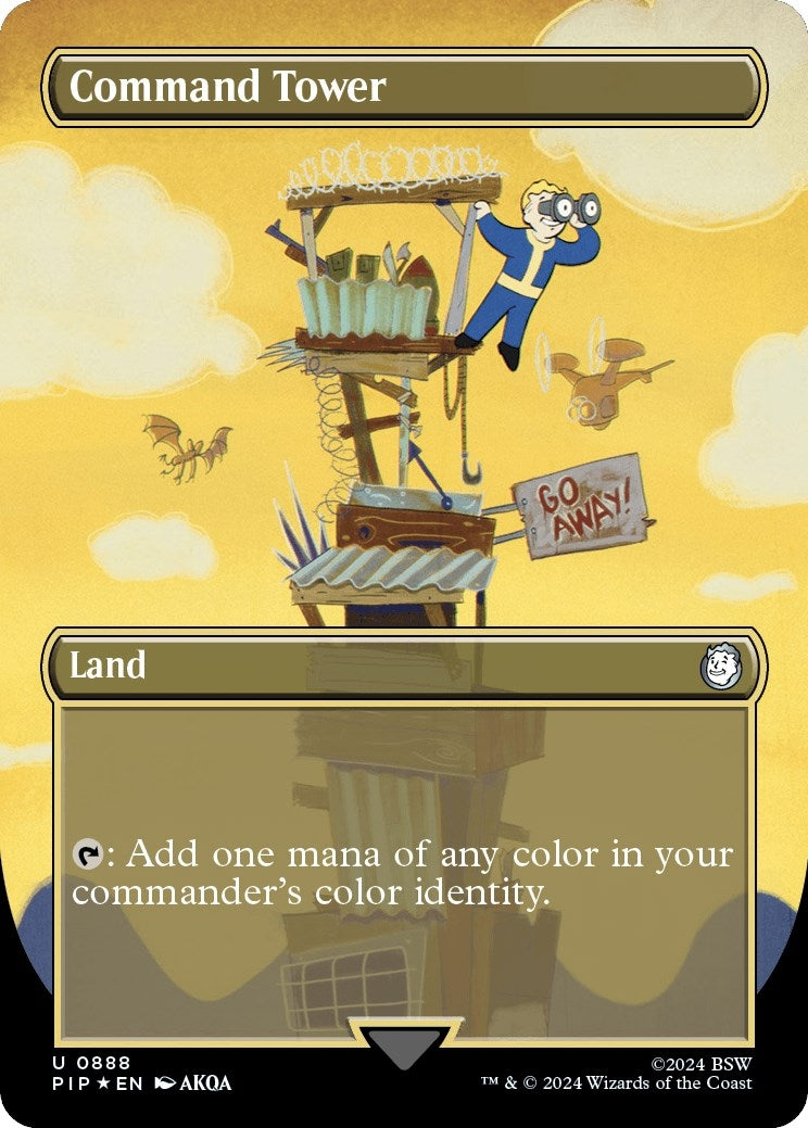 Image for Command Tower (Borderless) (Surge Foil) (888) (PIP) - Magic: The Gathering