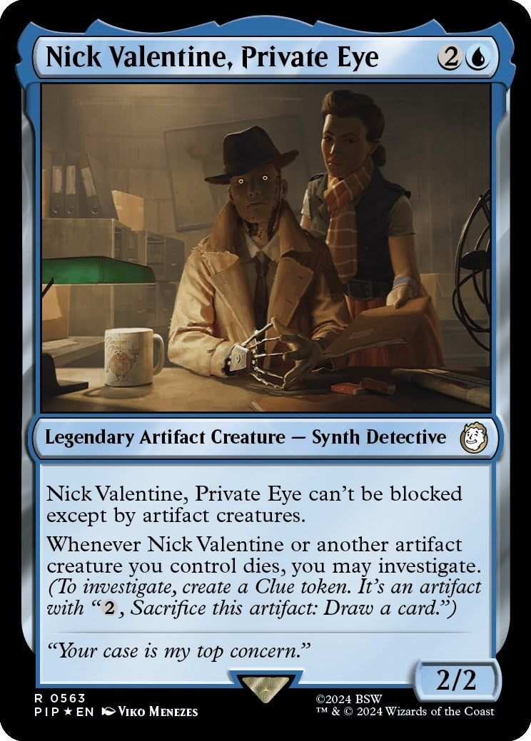 Image for Nick Valentine, Private Eye (Surge Foil) (563) (PIP) - Magic: The Gathering