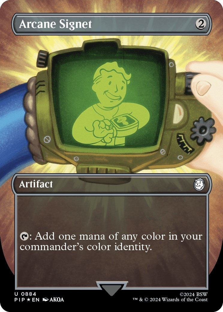 Image for Arcane Signet (Borderless) (Surge Foil) (884) (PIP) - Magic: The Gathering