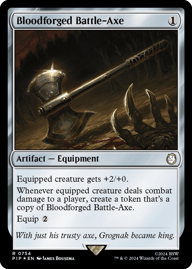 Image for Bloodforged Battle-Axe (Surge Foil) (754) (PIP) - Magic: The Gathering