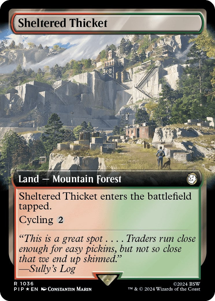 Image for Sheltered Thicket (Extended Art) (Surge Foil) (1036) (PIP) - Magic: The Gathering
