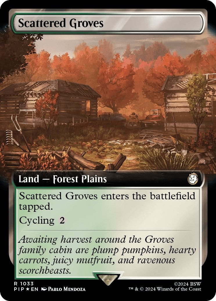 Image for Scattered Groves (Extended Art) (Surge Foil) (1033) (PIP) - Magic: The Gathering
