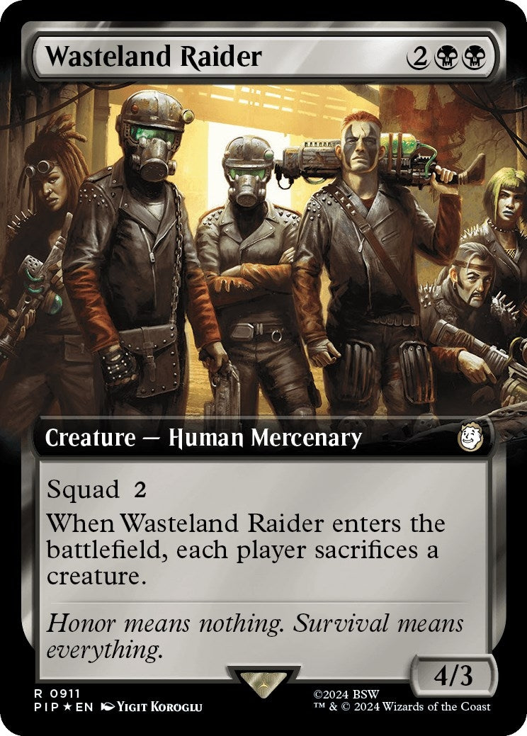 Image for Wasteland Raider (Extended Art) (Surge Foil) (911) (PIP) - Magic: The Gathering