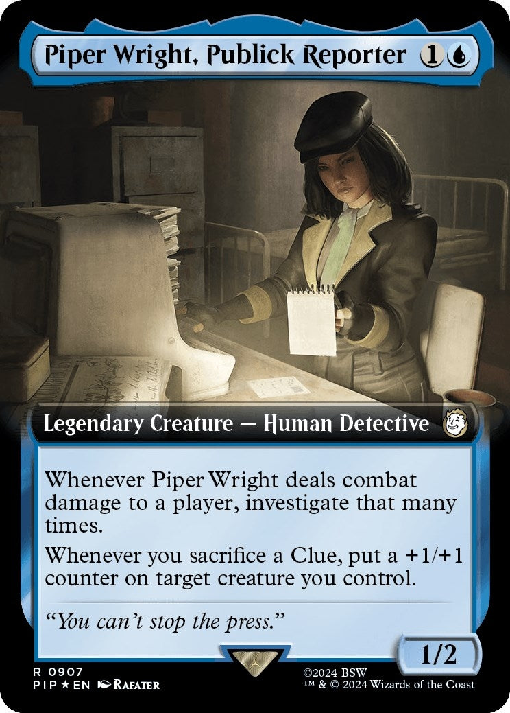Image for Piper Wright, Publick Reporter (Extended Art) (Surge Foil) (907) (PIP) - Magic: The Gathering