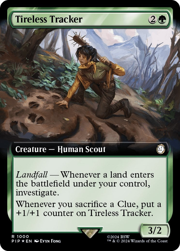 Image for Tireless Tracker (Extended Art) (Surge Foil) (1000) (PIP) - Magic: The Gathering