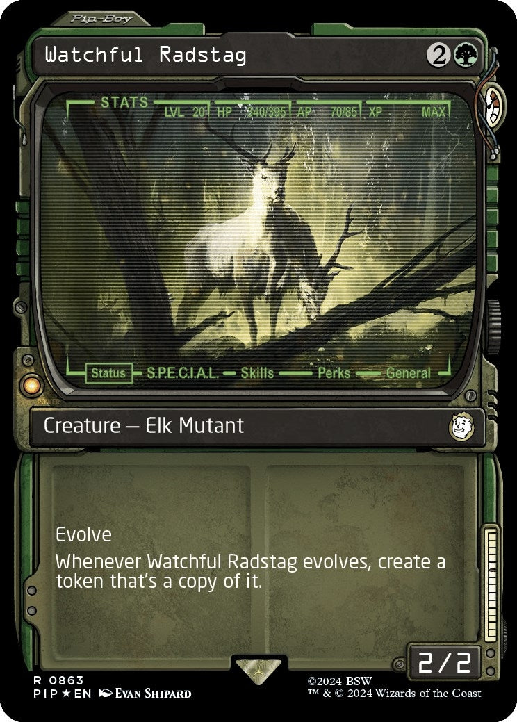 Image for Watchful Radstag (Showcase) (Surge Foil) (863) (PIP) - Magic: The Gathering