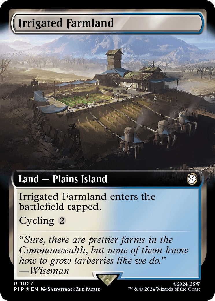Image for Irrigated Farmland (Extended Art) (Surge Foil) (1027) (PIP) - Magic: The Gathering