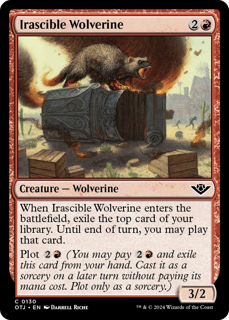 Image for Irascible Wolverine (130) (OTJ) - Magic: The Gathering