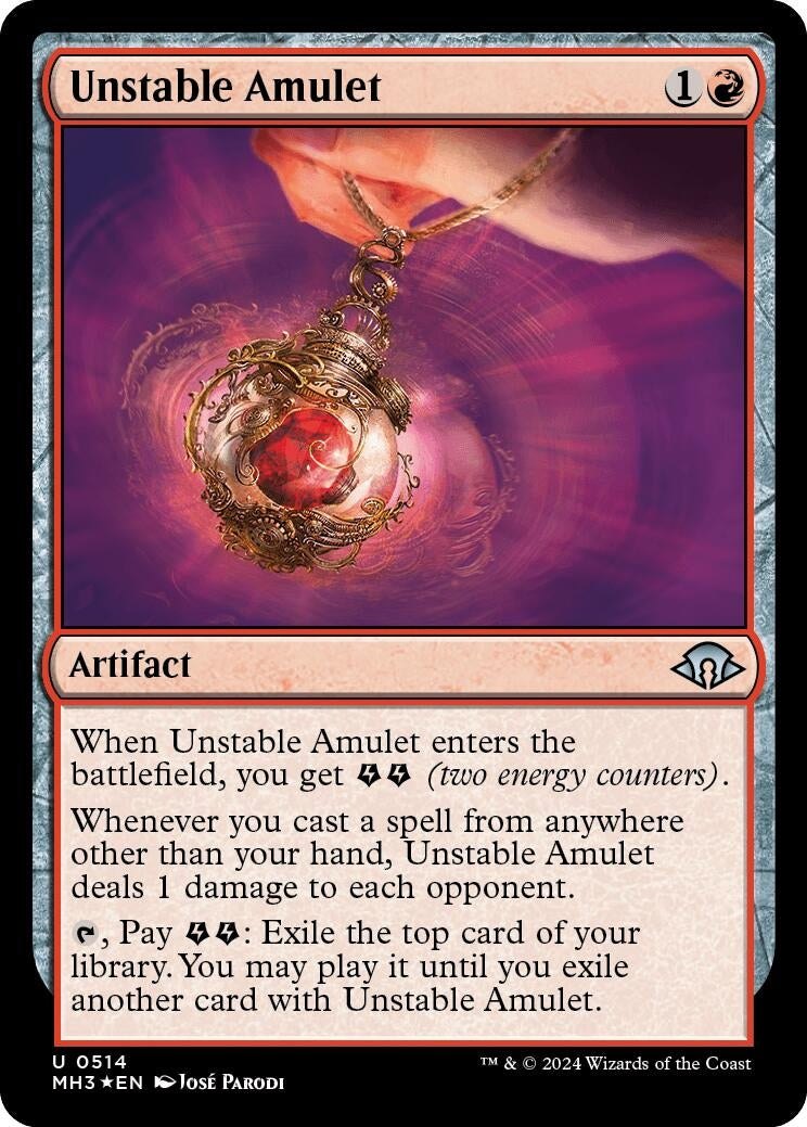 Image for Unstable Amulet (Ripple Foil) (514) (MH3) - Magic: The Gathering