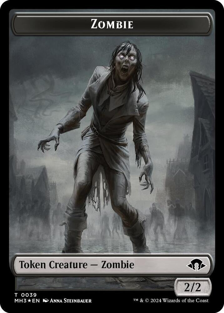 Image for Zombie (Ripple Foil) // Insect (0027) Double-Sided Token (39 // 27) (MH3) - Magic: The Gathering
