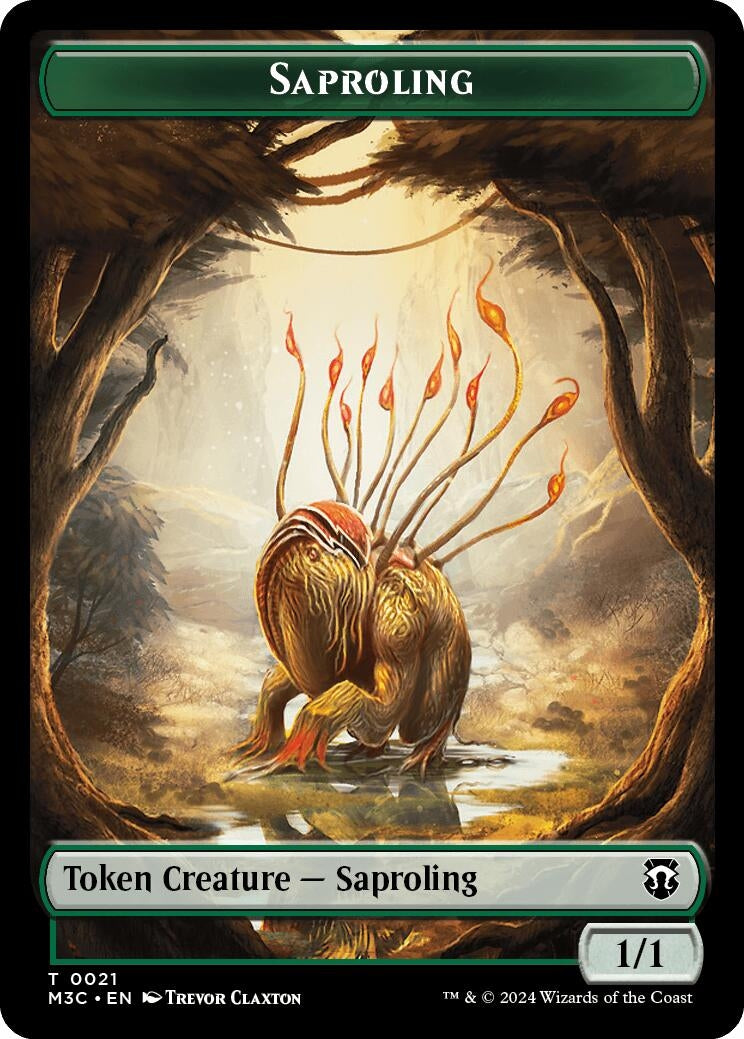 Image for Saproling (Ripple Foil) // Emblem - Garruk, Apex Predator Double-Sided Token (21 // 27) (M3C) - Magic: The Gathering