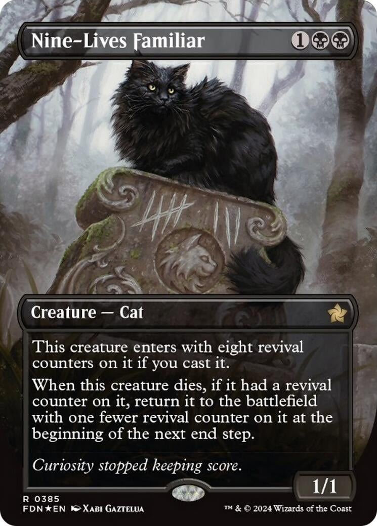 Image for Nine-Lives Familiar (Borderless) (Mana Foil) (385) (FDN) - Magic: The Gathering