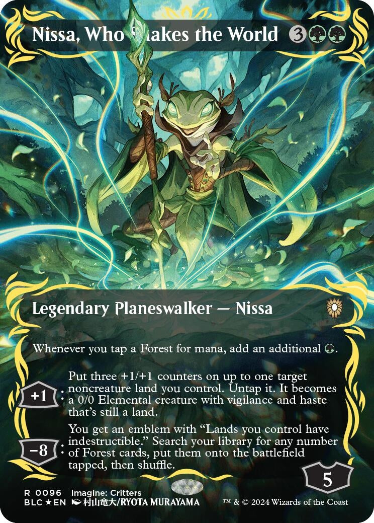 Image for Nissa, Who Shakes the World (Borderless) (Raised Foil) (96) (BLC) - Magic: The Gathering