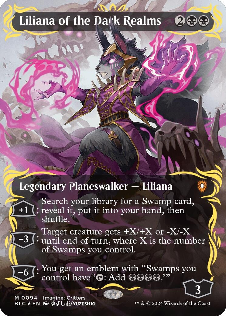 Image for Liliana of the Dark Realms (Borderless) (Raised Foil) (94) (BLC) - Magic: The Gathering