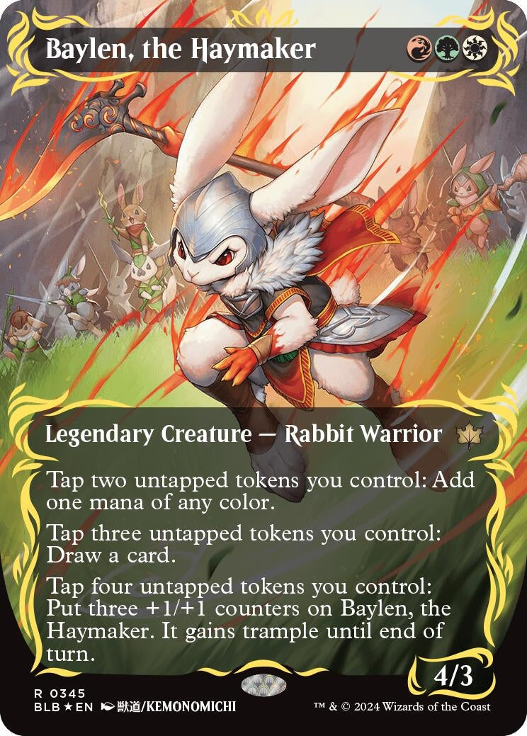 Image for Baylen, the Haymaker (Borderless) (Raised Foil) (345) (BLB) - Magic: The Gathering