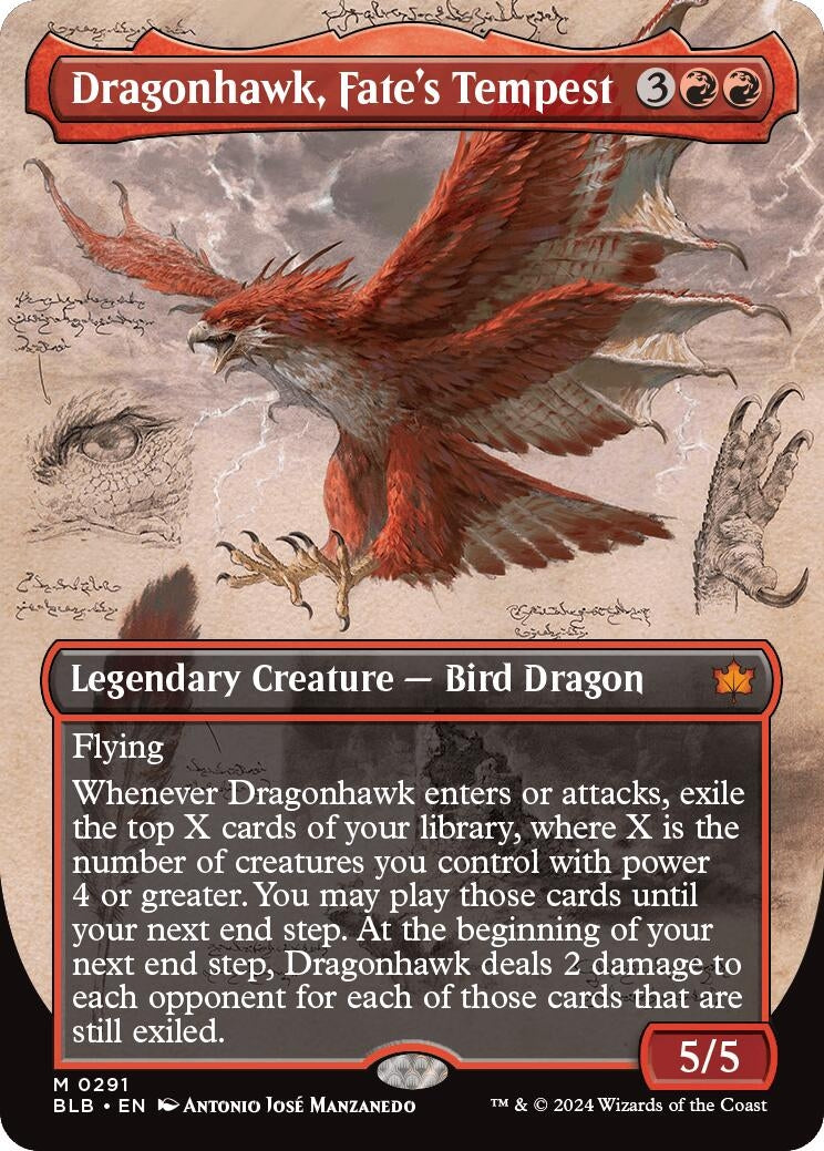 Image for Dragonhawk, Fate's Tempest (Borderless) (291) (BLB) - Magic: The Gathering