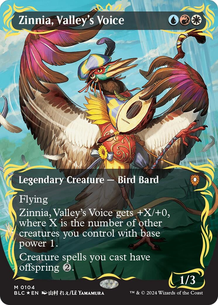 Image for Zinnia, Valley's Voice (Borderless) (Raised Foil) (104) (BLC) - Magic: The Gathering