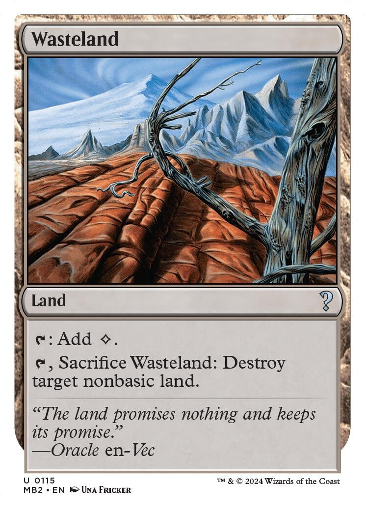 Image for Wasteland (White Border) (115) (MB2) - Magic: The Gathering