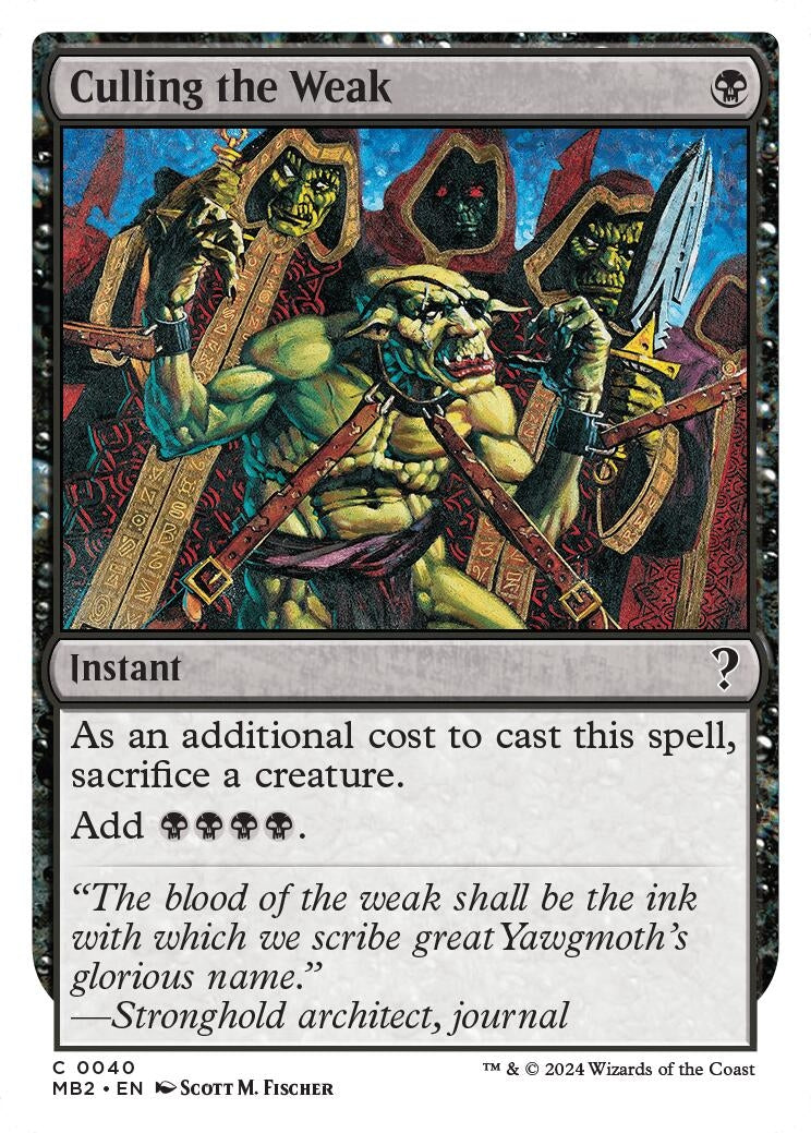 Image for Culling the Weak (White Border) (40) (MB2) - Magic: The Gathering
