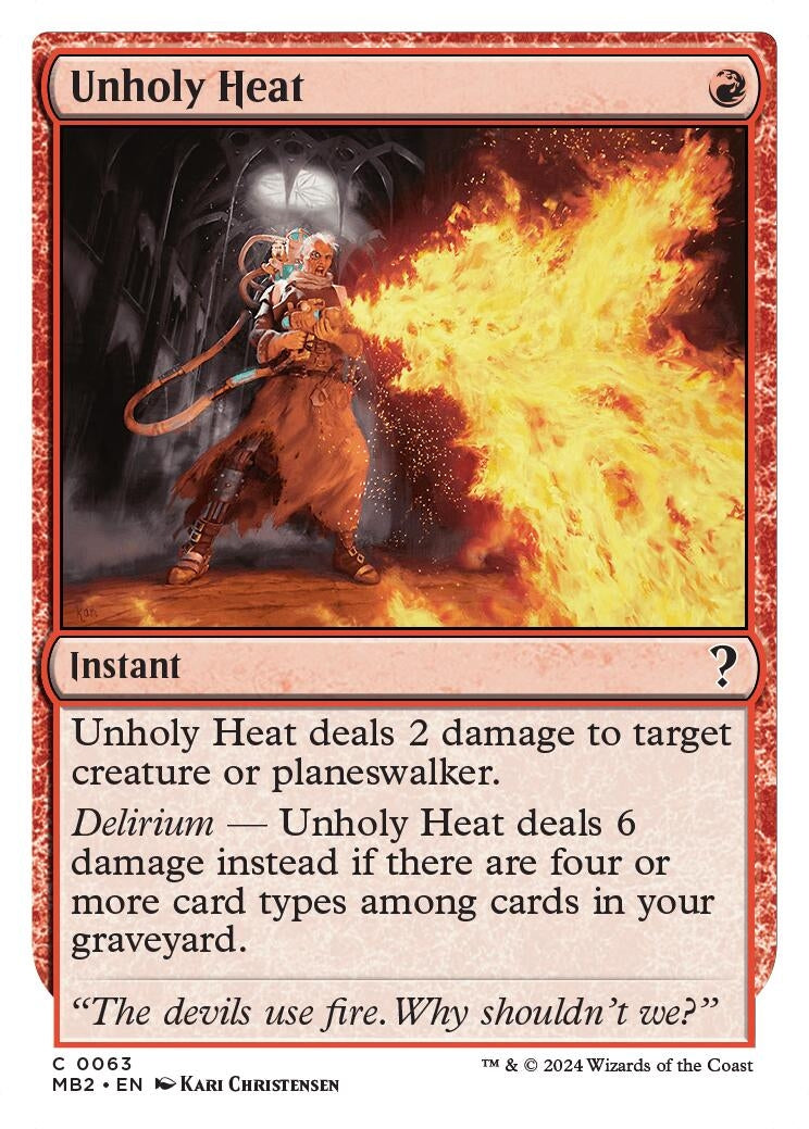 Image for Unholy Heat (White Border) (63) (MB2) - Magic: The Gathering