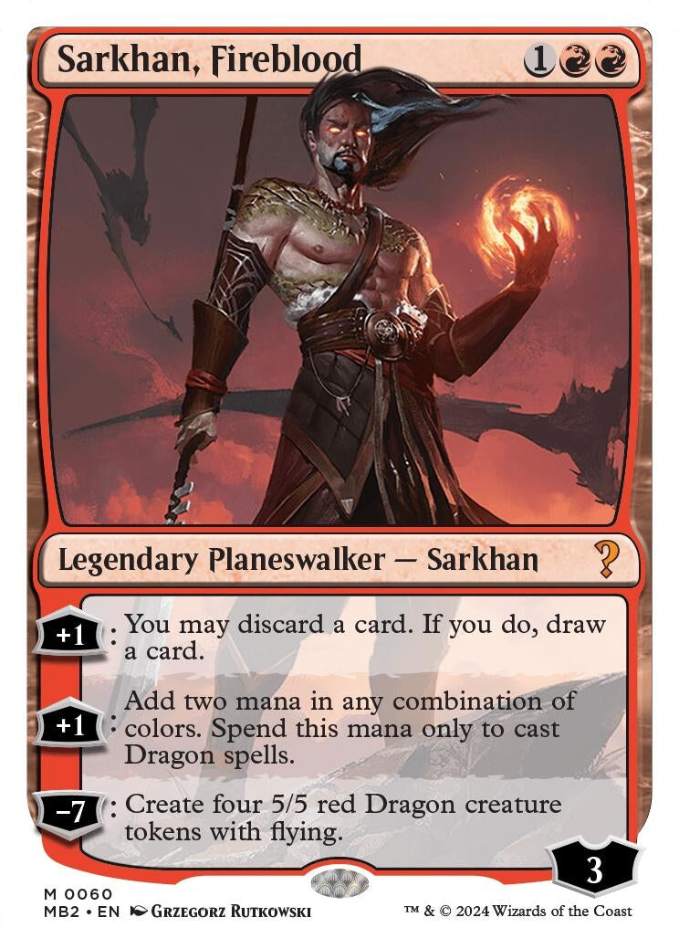 Image for Sarkhan, Fireblood (White Border) (60) (MB2) - Magic: The Gathering