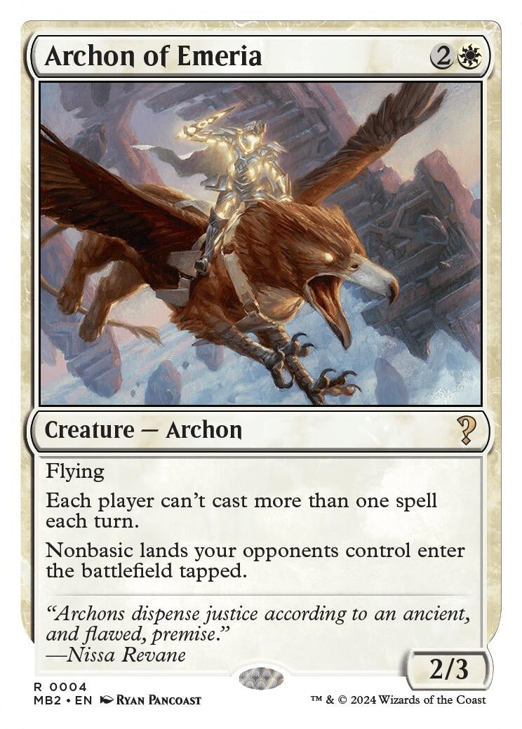Image for Archon of Emeria (White Border) (4) (MB2) - Magic: The Gathering