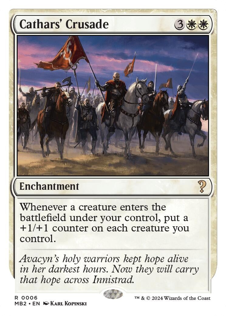 Image for Cathars' Crusade (White Border) (6) (MB2) - Magic: The Gathering