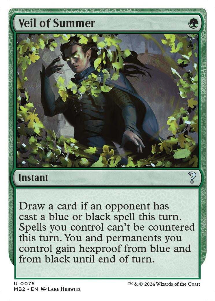 Image for Veil of Summer (White Border) (75) (MB2) - Magic: The Gathering