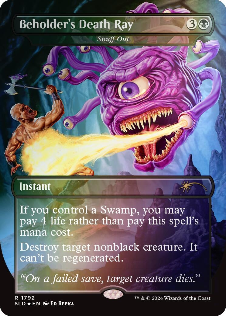 Image for Beholder's Death Ray - Snuff Out (Rainbow Foil) (1792) (SLD) - Magic: The Gathering