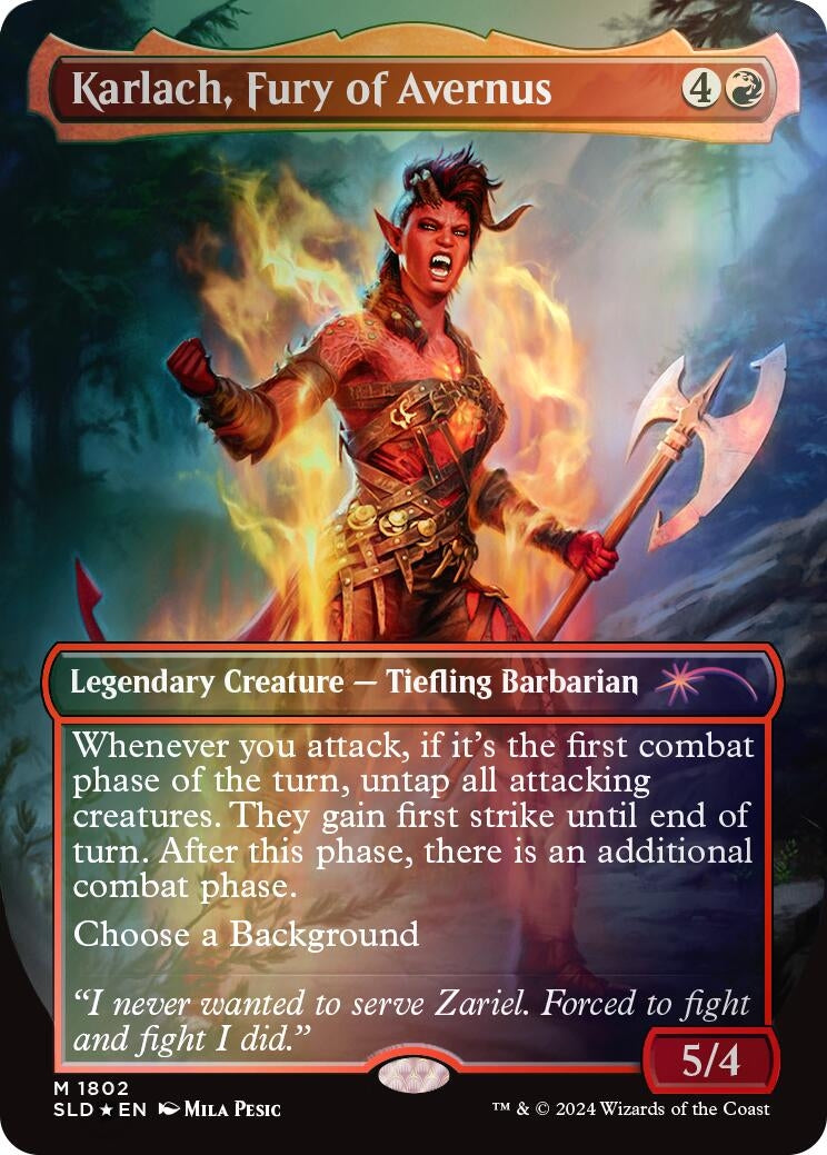Image for Karlach, Fury of Avernus (Rainbow Foil) (1802) (SLD) - Magic: The Gathering