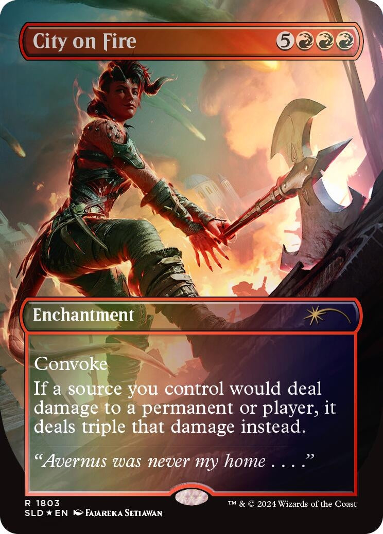 Image for City on Fire (Rainbow Foil) (1803) (SLD) - Magic: The Gathering